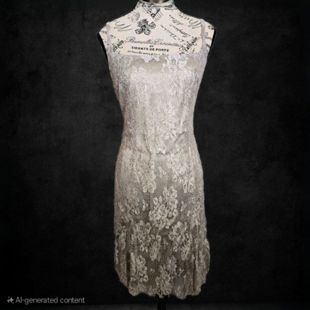 Moda International silver lace dress and cardigan